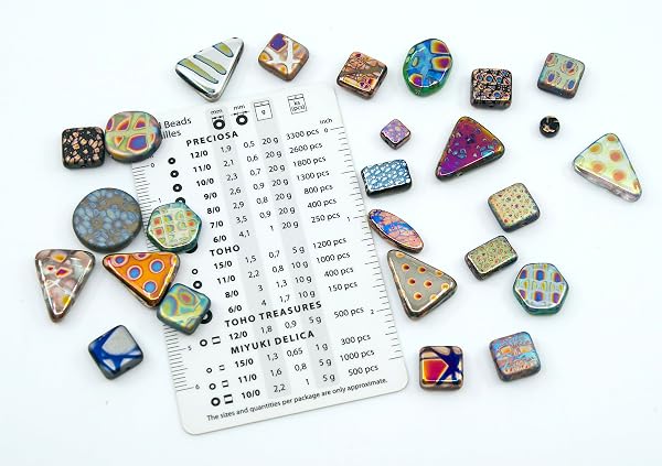 0.8 oz (25g) Mix of Unique Czech Bohemia Glass Pressed Beads with Various Patterns, Matte and Glossy, Hand Made BCV - 2