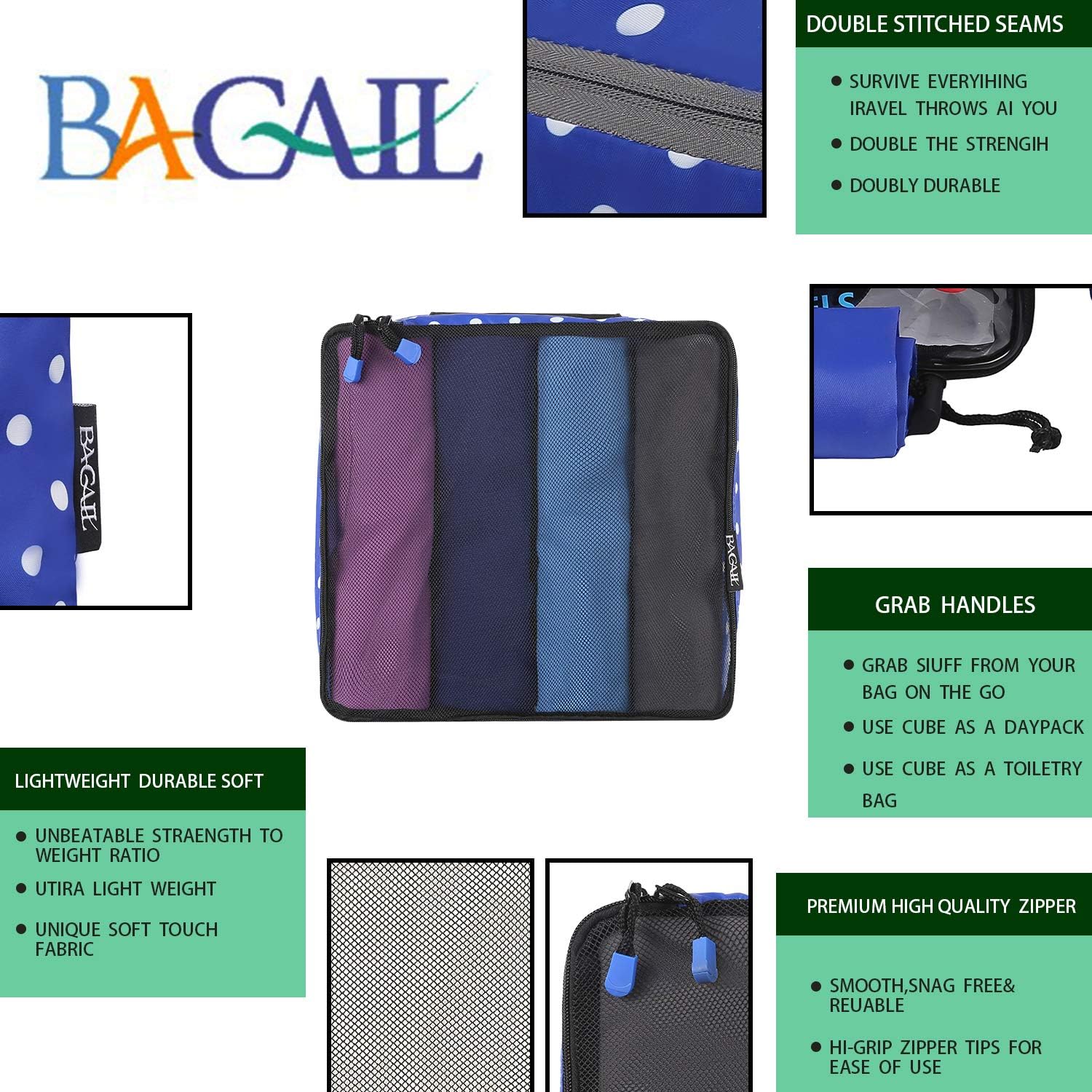 BAGAIL 6 Set/7 Set Packing Cubes Multi-Functional Luggage Packing Organizers for Travel Accessories