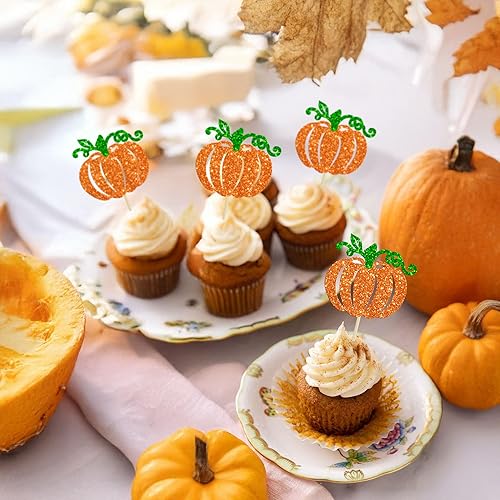 Miniatura 14 de Gyufise 24 piezas de calabaza Oh Baby Cupcake Toppers Glitter Baby Shower Calabaza Cupcake Picks Baby Feet Decoraciones para pasteles temáticos de A