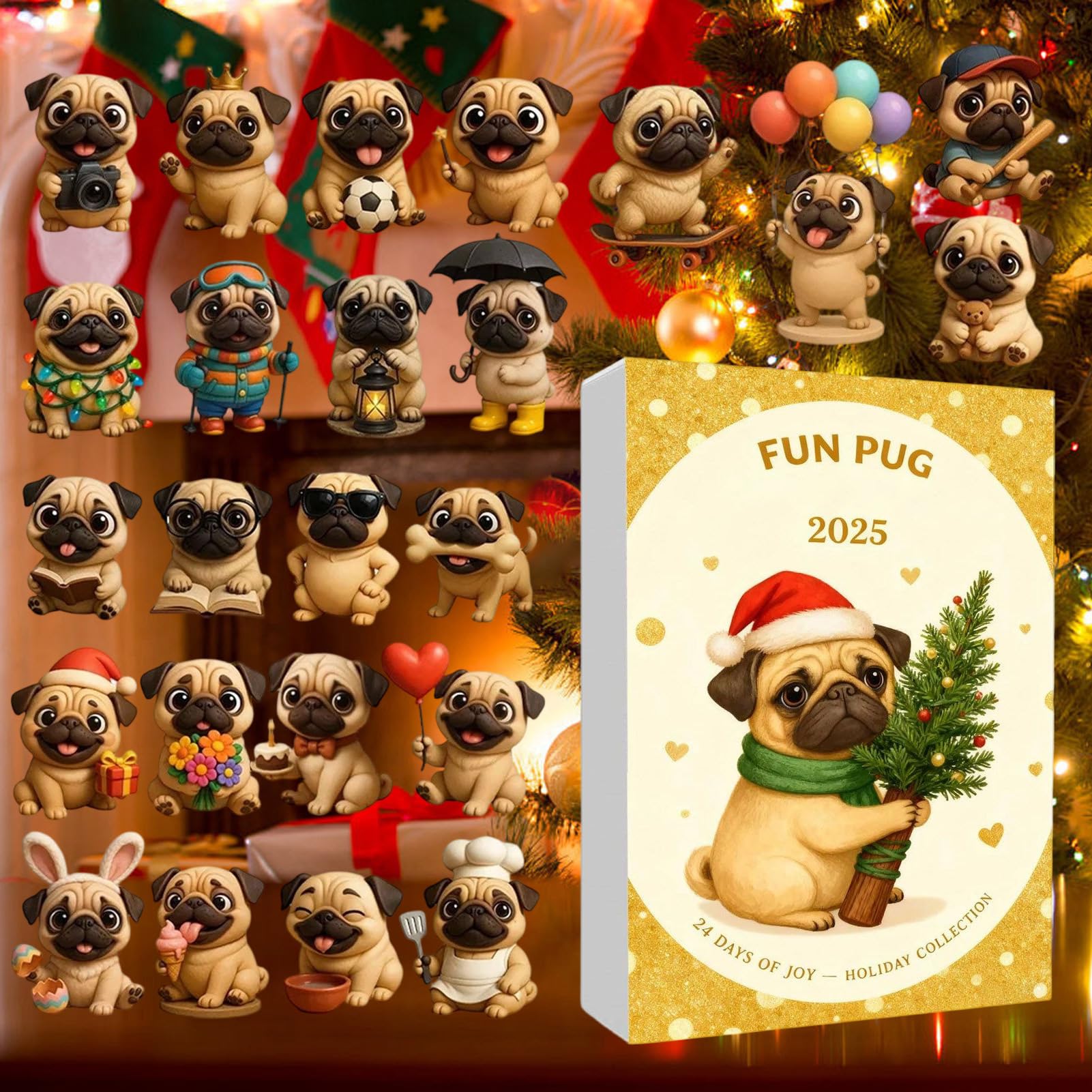 Calendario De Adviento Para Navidad Colgante Plano De Perro 2D Recuerdo | Calendario De Cuenta Atrás De 24 Días Para Niños Hija Sobrina Familia Amigos Estudiantes Estuche Para Lápices Y Mochila