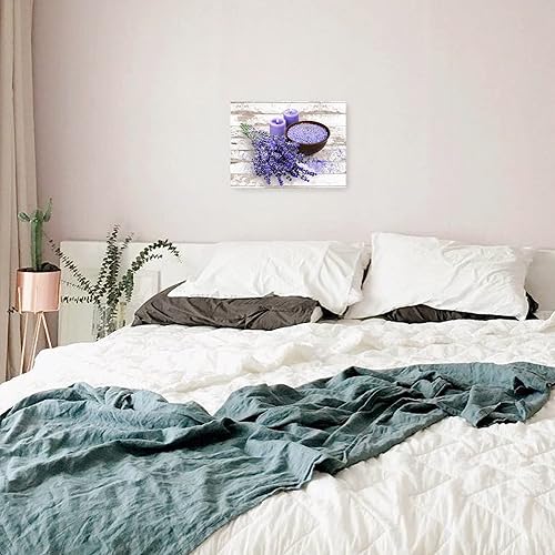 Miniatura 4 de Lienzo decorativo para pared de baño, diseño de flores modernas de lavanda morada, cuadros para decoración de pared de dormitorio, obra de arte