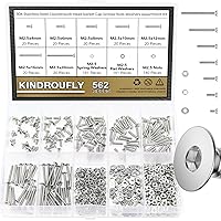 Vista 17 de Juego surtido de 382 piezas de tornillos de cabeza de botón M4 x 5/6/8/10/12/16/20mm, tuercas y arandelas, acero inoxidable 304, rosca totalmente