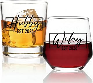 DeeCoo His & Hers Wine and Whiskey Glass Set image