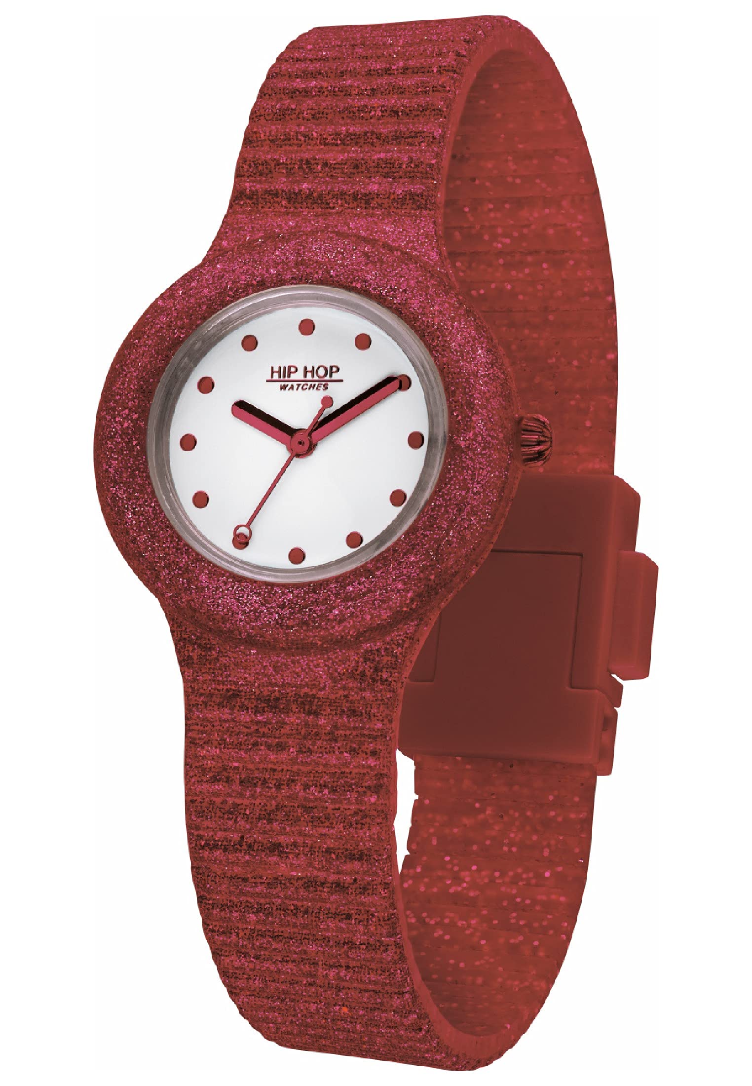 HIP HOP, Collezione Sparkling Mania, Orologio Donna, Cinturino Glitterato in Morbido Silicone, Resistente all'Acqua, Lunghezza Regolabile fino a 27,7 cm, Pratica Chiusura con Bottone