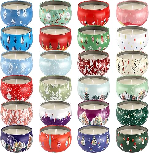 Miniatura 10 de Juego de 16 velas perfumadas de Navidad, velas de aromaterapia de 2.5 onzas, regalo para mujeres, 16 fragancias, velas de cera de soja para Navidad,