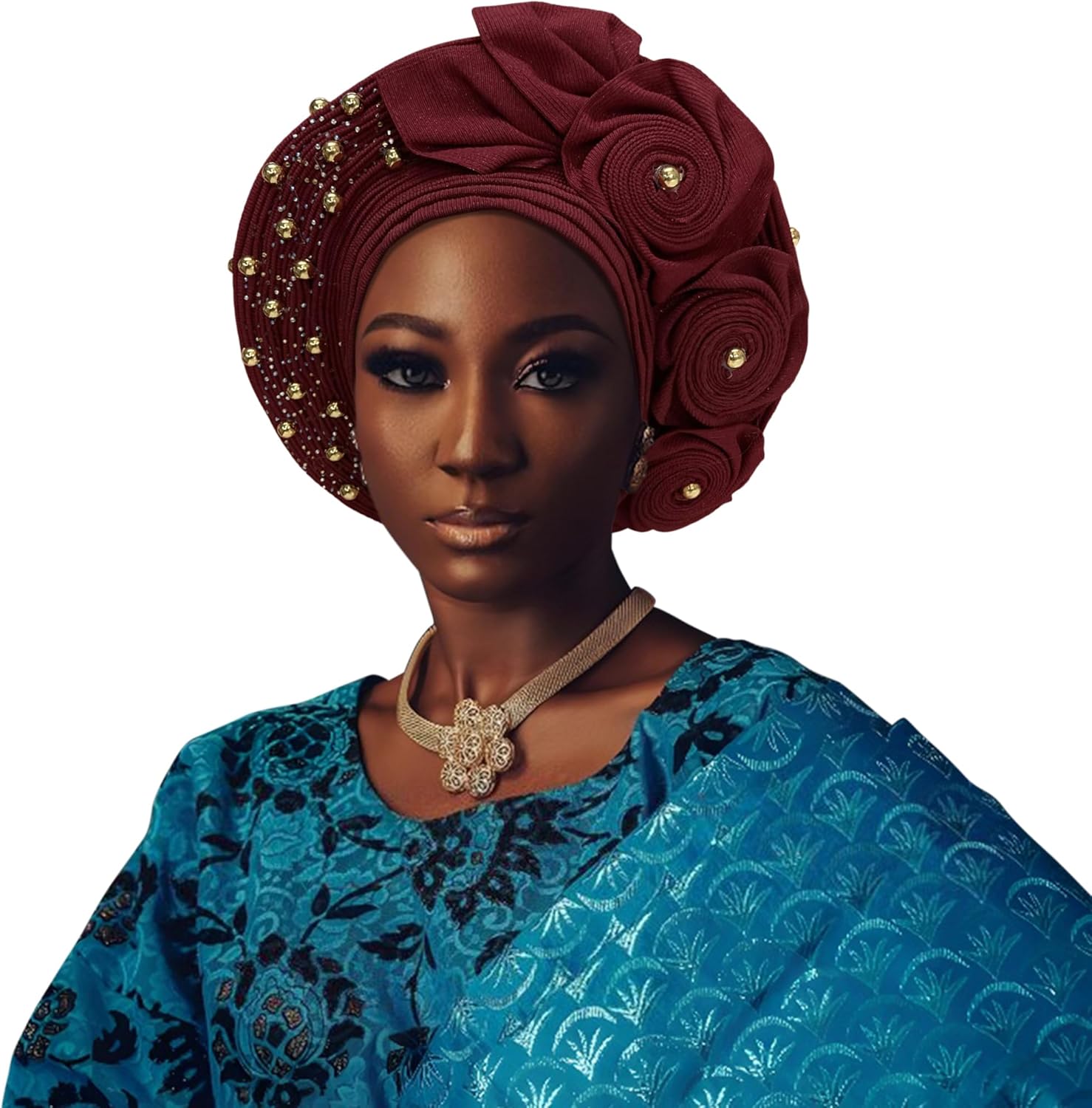 African headpiece of Nigeria Aso Oke Headwraps Hat Turban Wedding Party Handmade Elegant Hair Wear Cap for Women