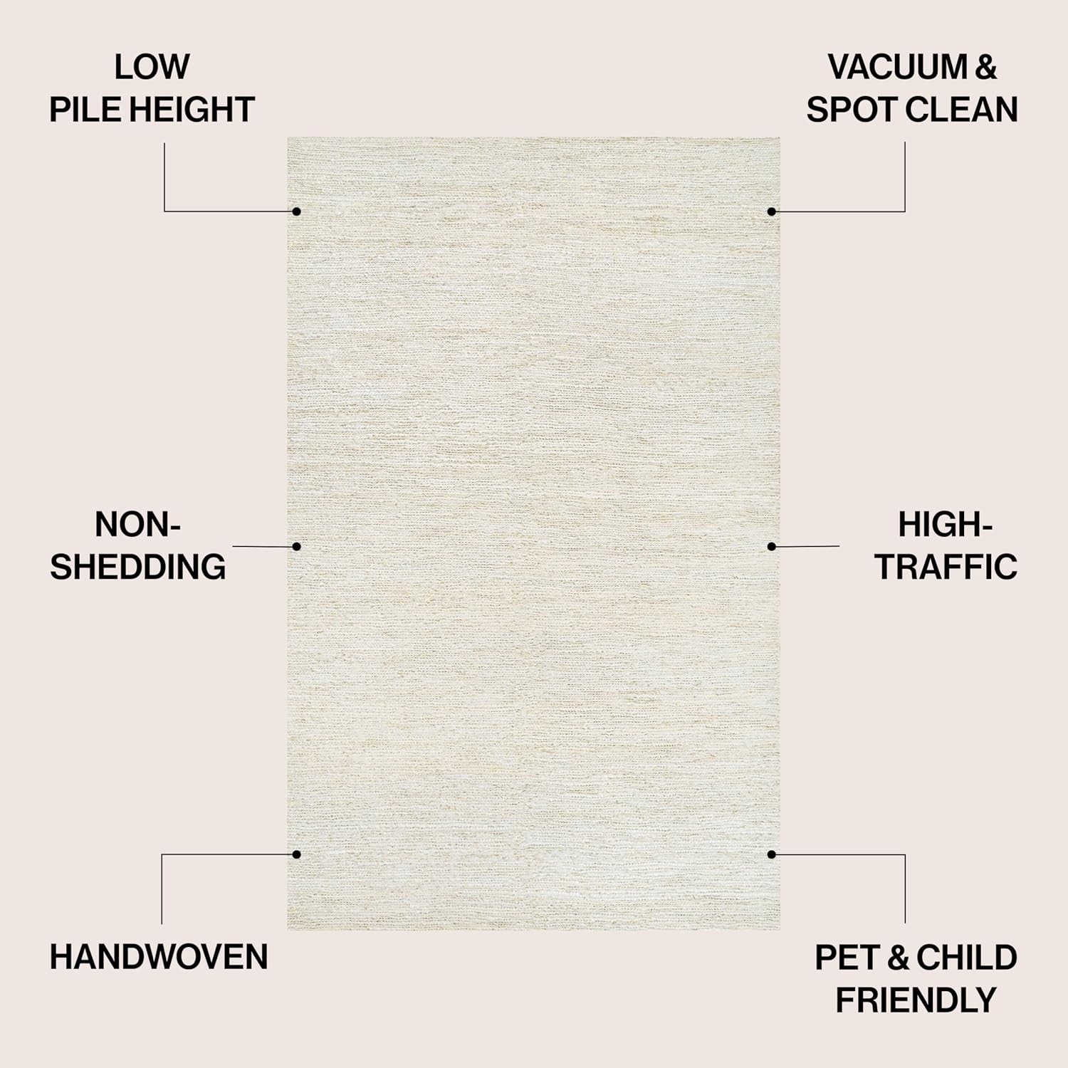 JONATHAN Y Griffin Woven Jute Solid Bleach Indoor Area Rug, 3x5, Rustic, Farmhouse, Traditional, Lodge, Easy-Cleaning for Living Room, Bedroom, Kitchen, Non-Shedding (NRF201D-3)