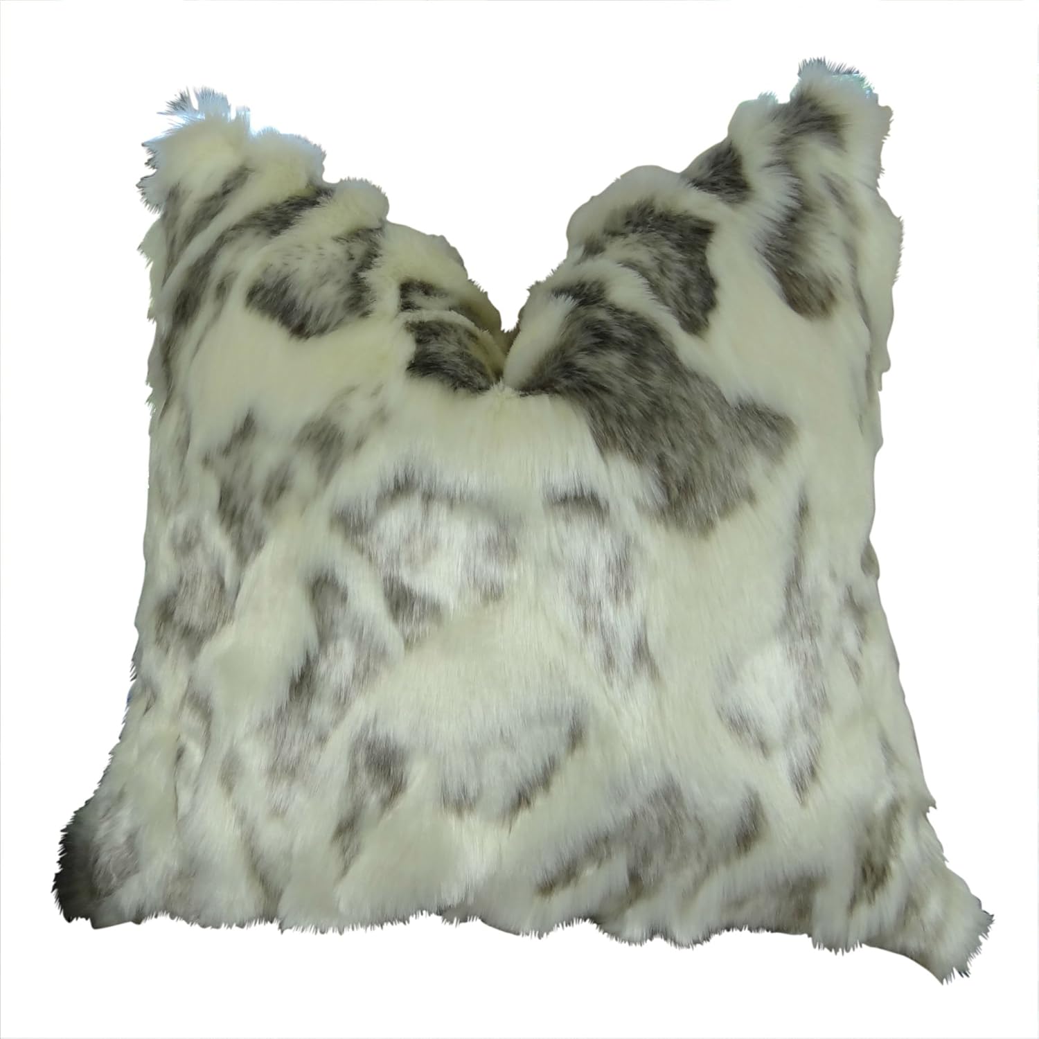 Ivory Faux Fur Throw Pillow - Rabbit High/Low Fur Pillow - Ivory Gray Luxury Faux Fur Pillow - Throw Pillow - Luxury Faux Fur Pillow, Made in US, 17428