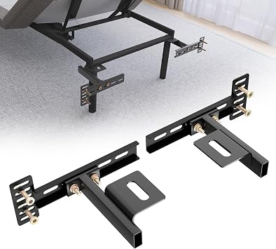 Headboard Brackets for Metal Bed Frame Adjustable Brackets for Headboard with Footboard Extension Kit Fit Twin Full Queen King 2 Pack Matte Black