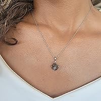 Vista 2 de Natural raw smoky quartz pendant chain necklace with white gold over 925 solid sterling silver, birthstone dainty solitaire gift for her, uniquelan