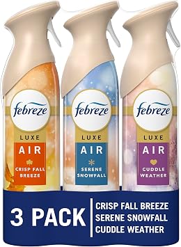 Febreze Odor-Fighting Air Freshener Spray, Room Spray, Crisp Fall Breeze, Cuddle Weather & Serene Snowfall Air Mist, 8.1 oz, 3ct