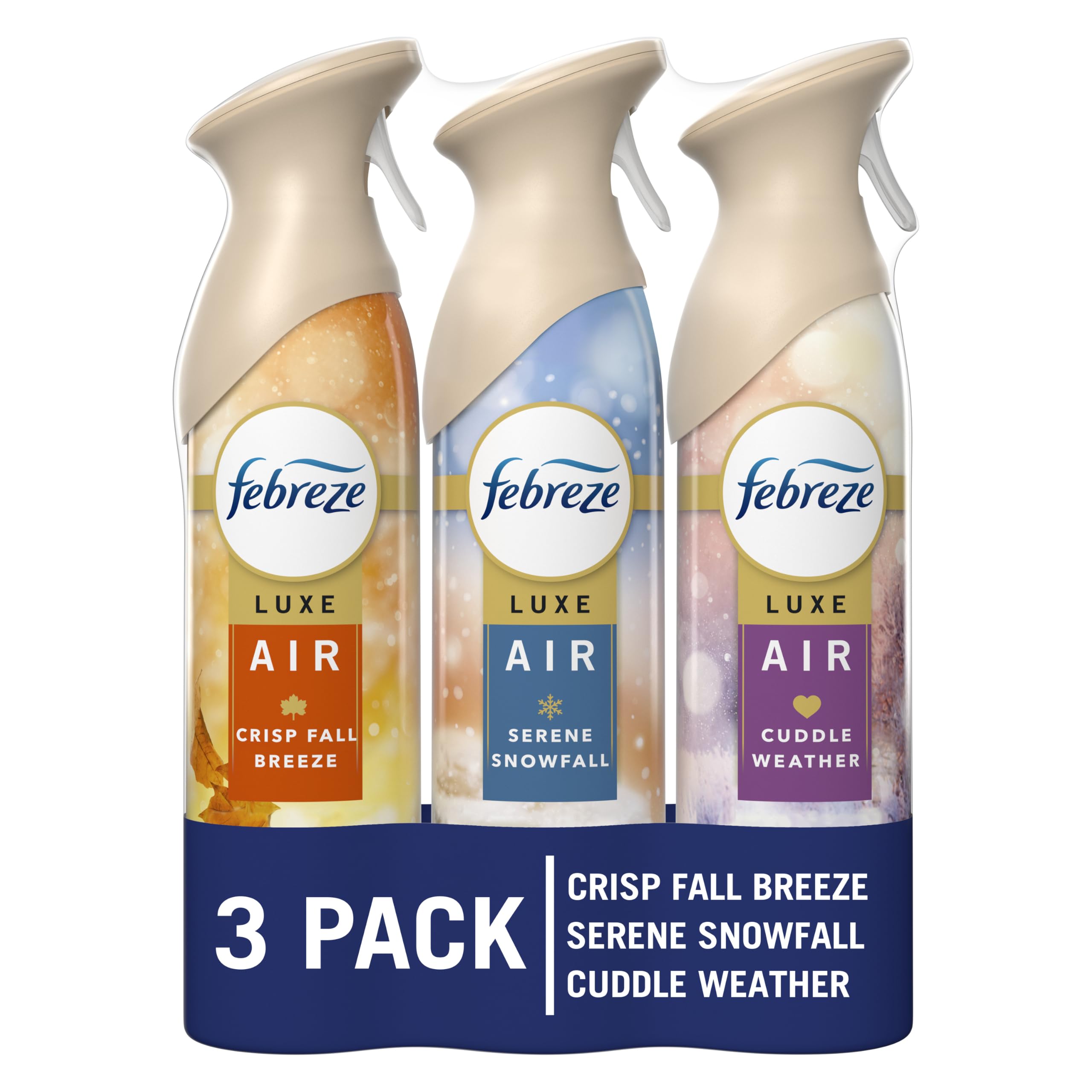 Febreze Odor-Fighting Air Freshener Spray, Room Spray, Crisp Fall Breeze, Cuddle Weather & Serene Snowfall Air Mist, 8.1 oz, 3ct