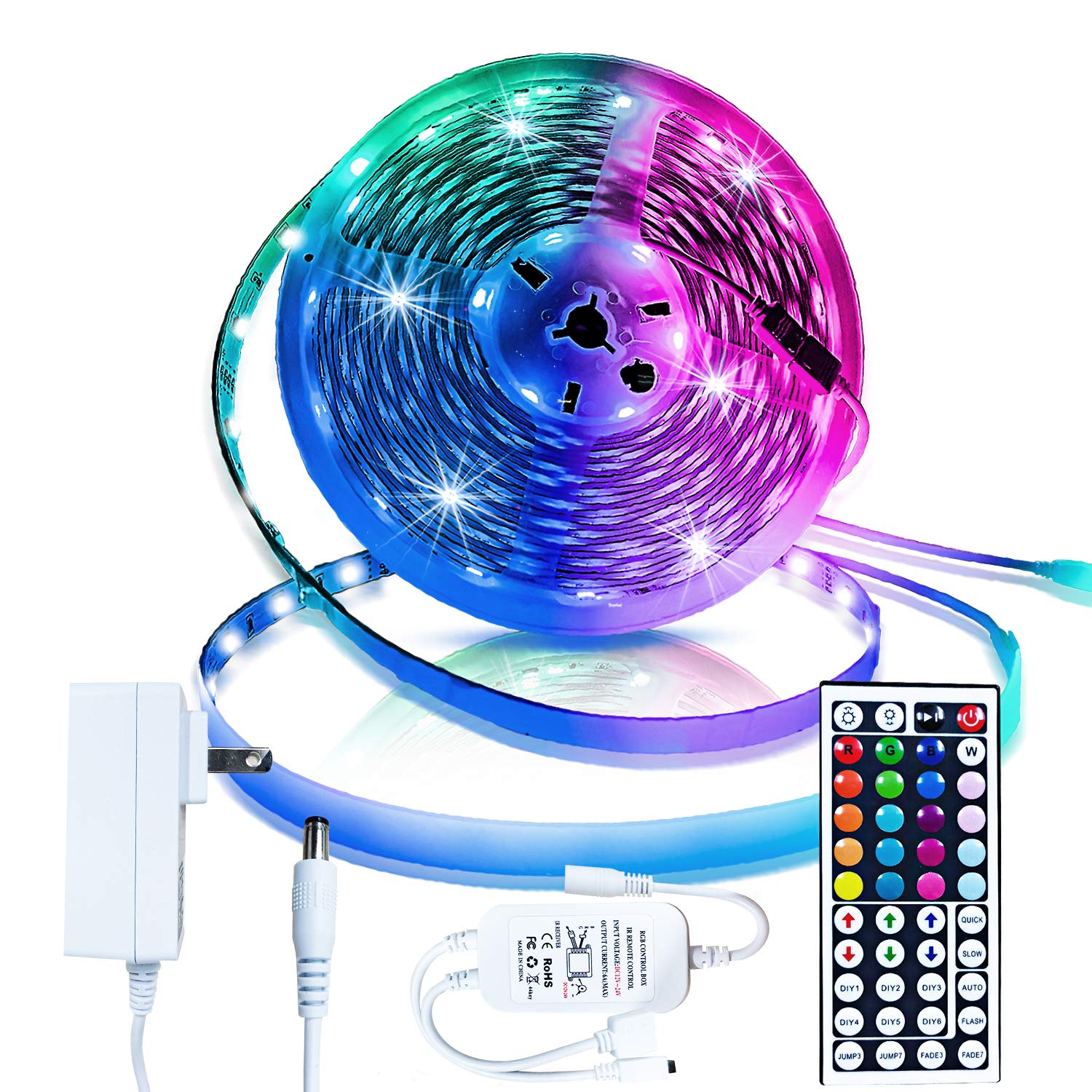 Striscia 12V Luci 5M 150 Led Non Impermeabile 5050 SMD RGB Strisce LED Kit Completo