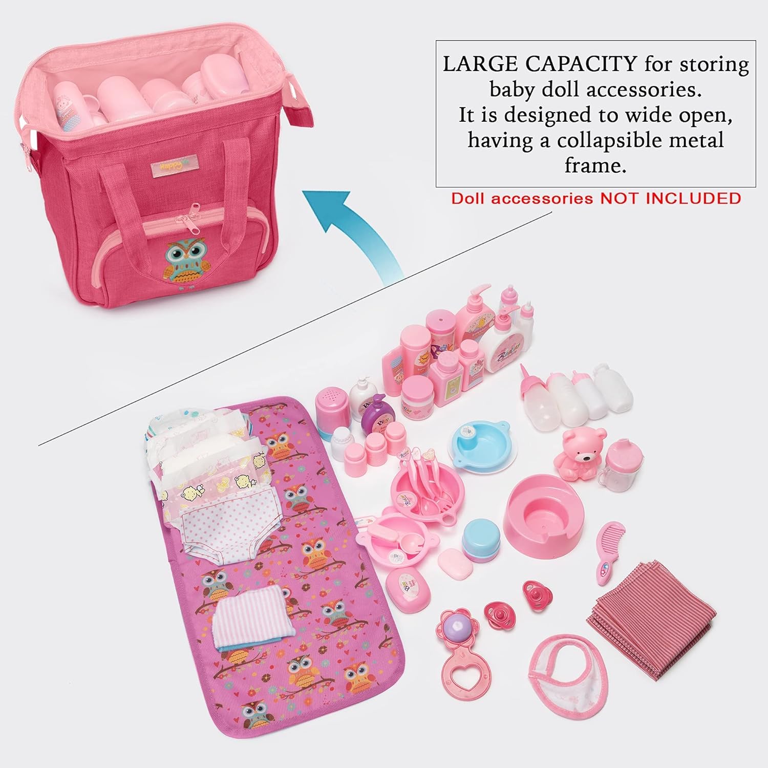 HappyVk- Owl DesignDoll Diaper Bag and Baby Doll Carrier for Kids.