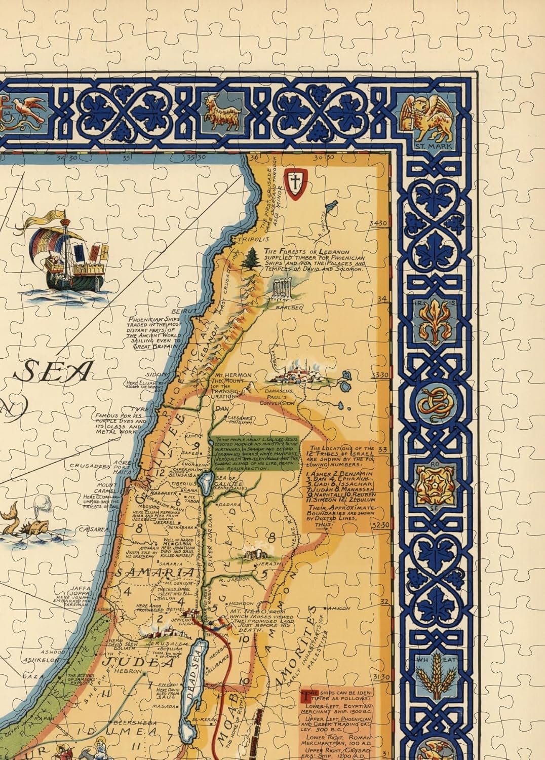 1000 Piece Puzzle | 1928 The Picture map of The Holy Land | Biblical Puzzles for Adults