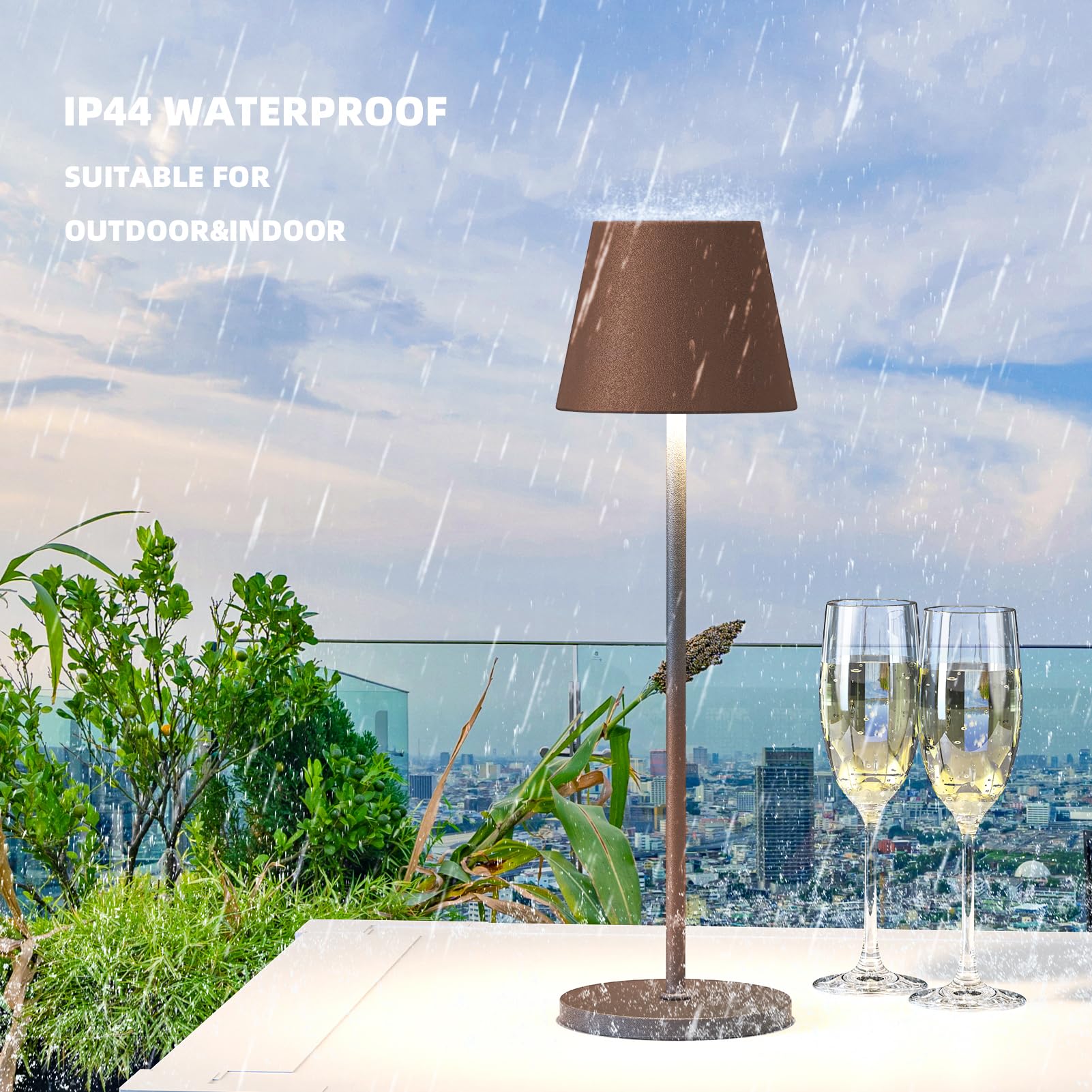 Lampe De Table Sans Fil Rechargeable USB-C - 8 Couleurs RVB, Intensité Variable, étanche IP44