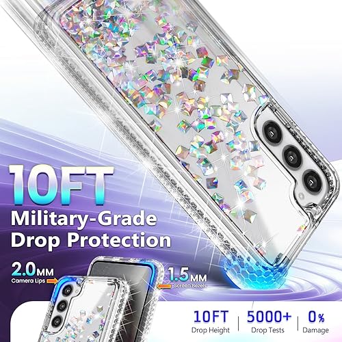 Miniatura 5 de NGB - Funda diseñada para Samsung Galaxy S23+ Plus, gema de cristal, bonita funda con purpurina líquida para mujeres y niñas, con protector de