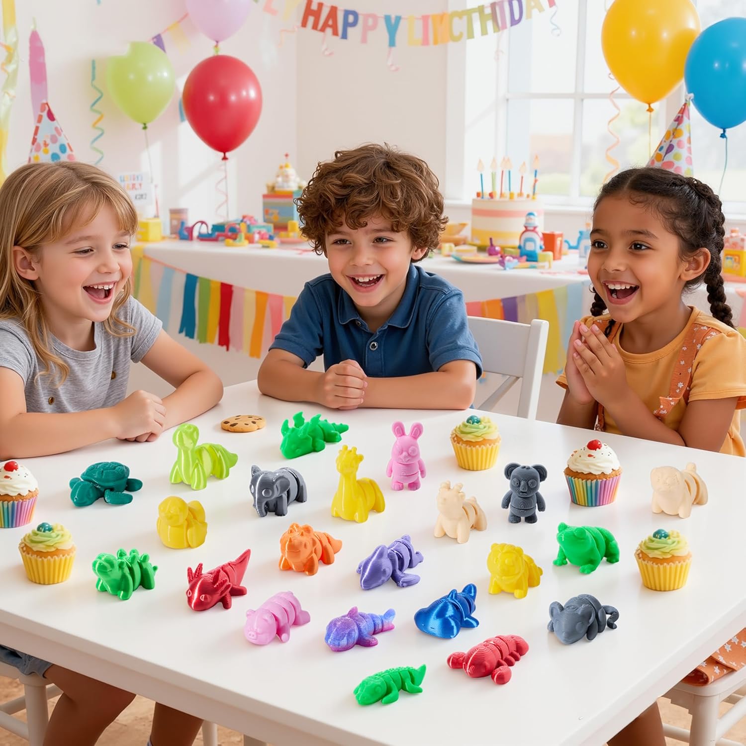 JOYIN 36 Pcs Mini 3D Printed Mix Animals Set, 36 Different Animals 3D Printed Toys - Cute Articulated Flexible Figurines Fidget Toys for Party Favors Birthday Gifts Desk Pets