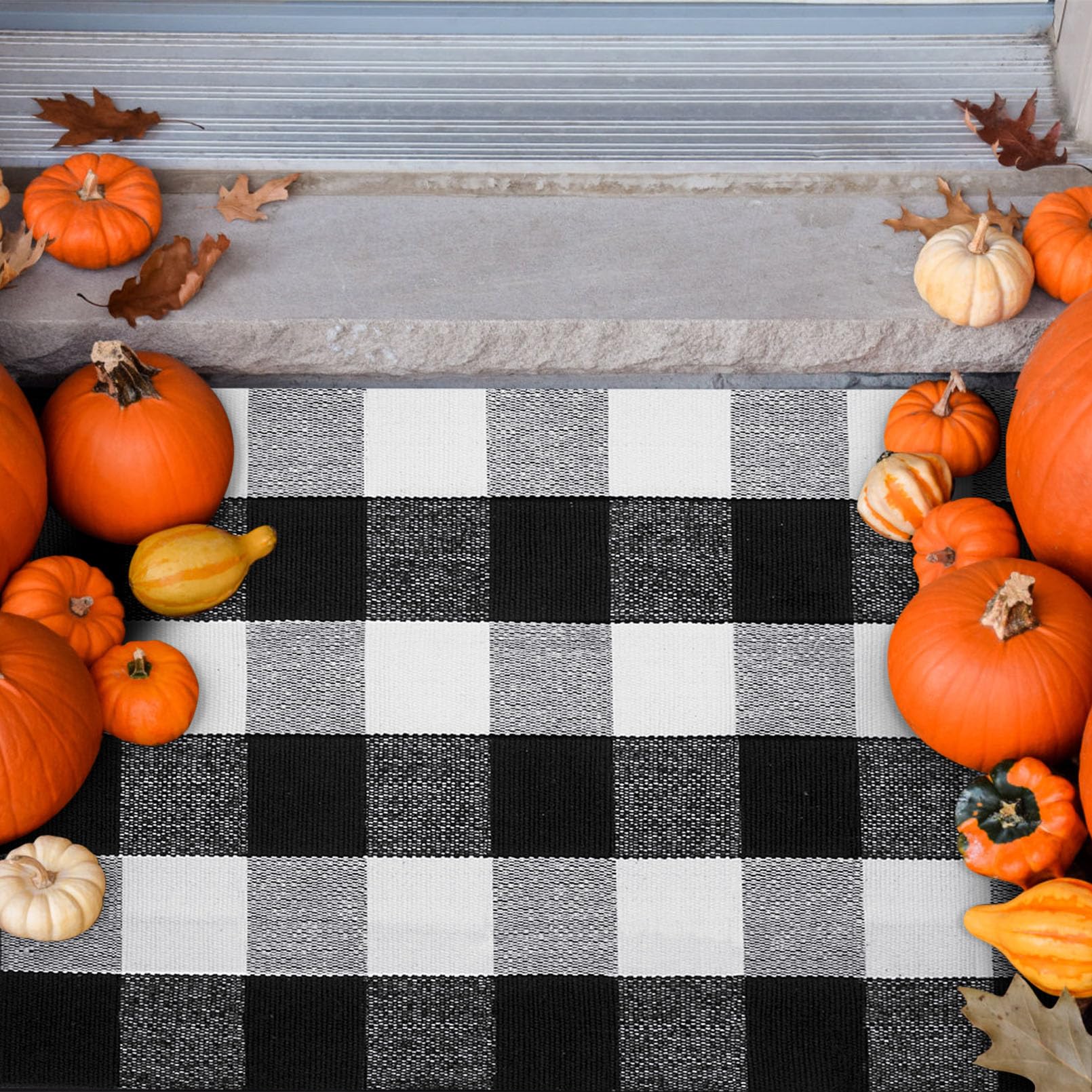 Buffalo Plaid Fall Doormat - Front Door Decor -5
