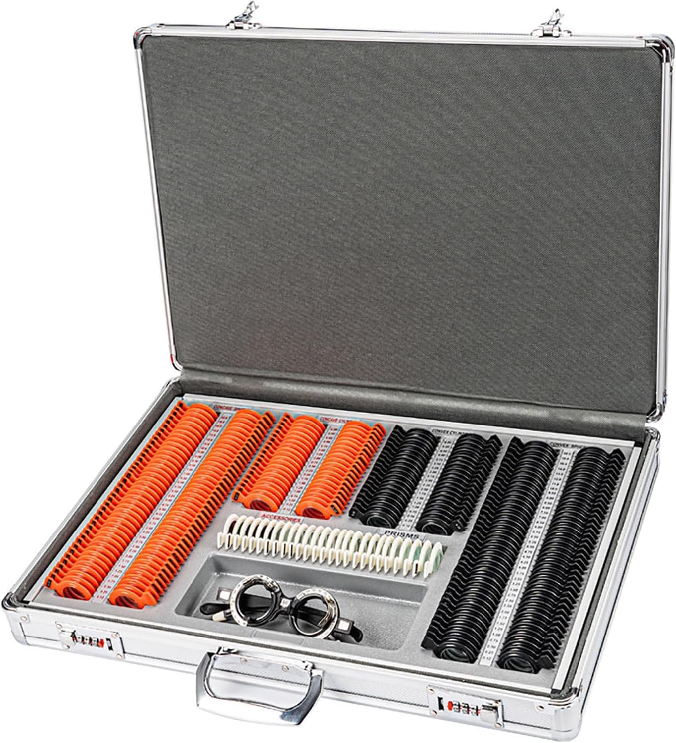 266 Pieces Optical Trial Lenses Set Eyeglasses Optometry Essential Kit with Adjustable Trial Frames, Vision Test for Opticians
