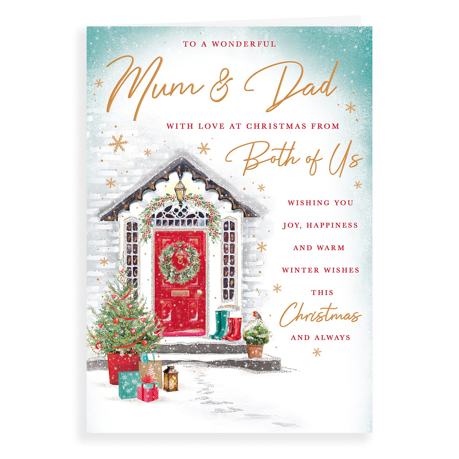 Piccadilly Greetings Weihnachtskarte „Für Mama Und Papa Von Uns Beiden“ – 25,4 X 17,8 Cm, Mit Umschlag