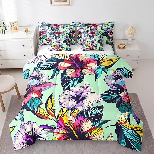 Erosebridal Rainbow Morning Glory Queen Size Comforter Set 7