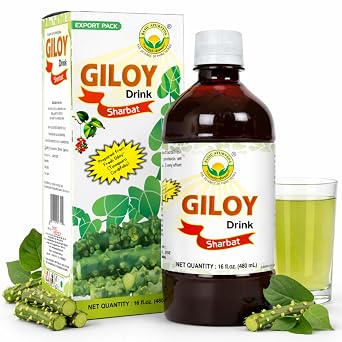 BASIC AYURVEDA Giloy Juice Sharbat | 16.23 Fl Oz 480ml | Natural Guduchi Tinospora Cordifolia Herbal Tonic | Supports Immunity & Energy | Gluten-Free, Non-GMO & Vegan