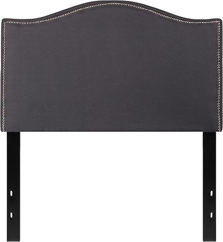 Miniatura 20 de Flash Furniture Bedford - Cabecero de cama doble tapizado con ribete de uñas en tela beige Blanco,Negro -,Marrón