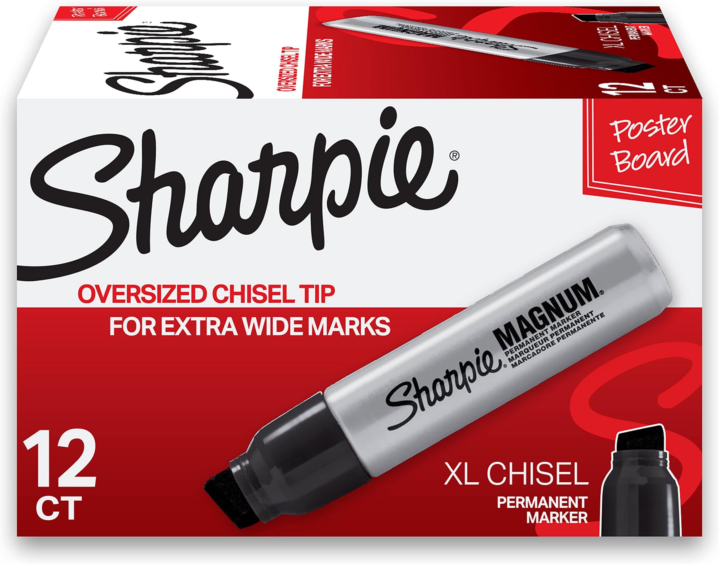 SHARPIE Magnum Permanent Markers, Chisel Tip, Black, Pack