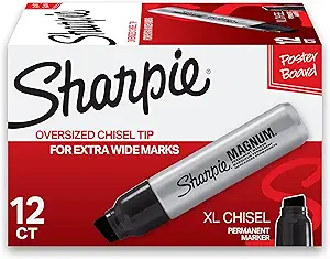 SHARPIE Magnum Permanent Markers, Oversized Chisel Tip, Black, 12 Count