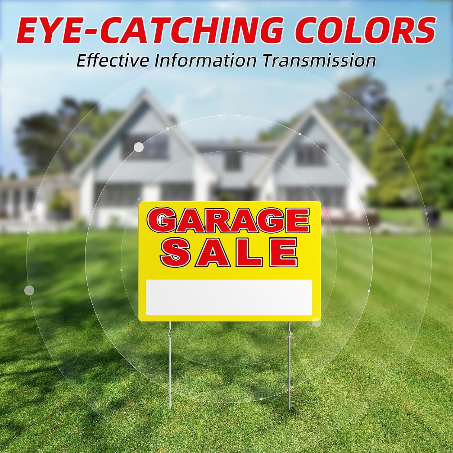 Garage Sale Sign, Large Size 24" x 16" Garage Sale Signs with Stakes, 3PCS Double-Sided for Sale Sign with Directional Arrow, Corrugated Plastic Weatherproof Suitable for Yard Sale. (Yellow, Extra Large)