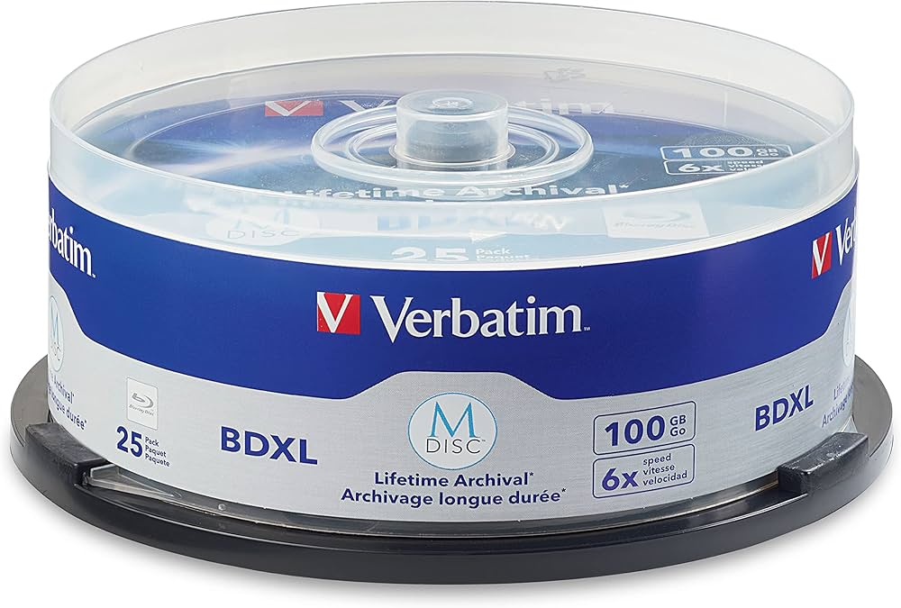 Verbatim M-Disc BDXL 100 GB 4X com superfície de marca – pacote
