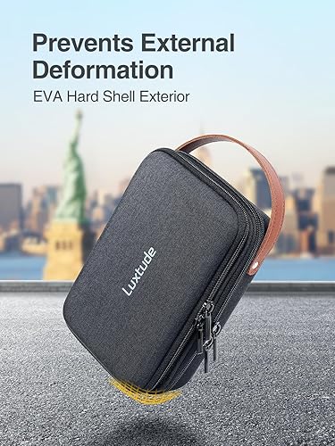 Miniatura 4 de Luxtude Estuche organizador de artículos electrónicos, funda de viaje para organizadores tecnológicos de doble capa, organizadores de cargador duro,