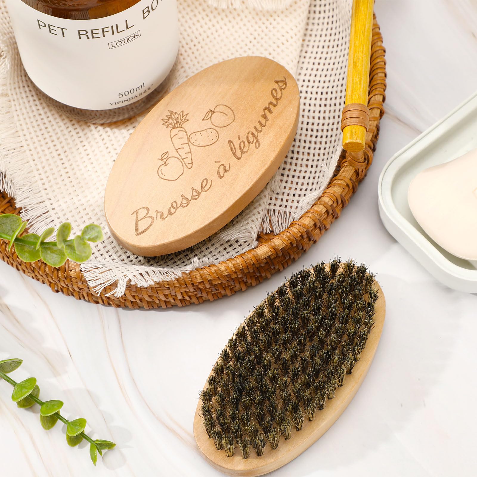 AUGSUN Brosse à Légumes, Brosses à Récurer pour Plats Fruits et Légumes, Brosse de Nettoyage pour Cuisine Jardin et Ménage