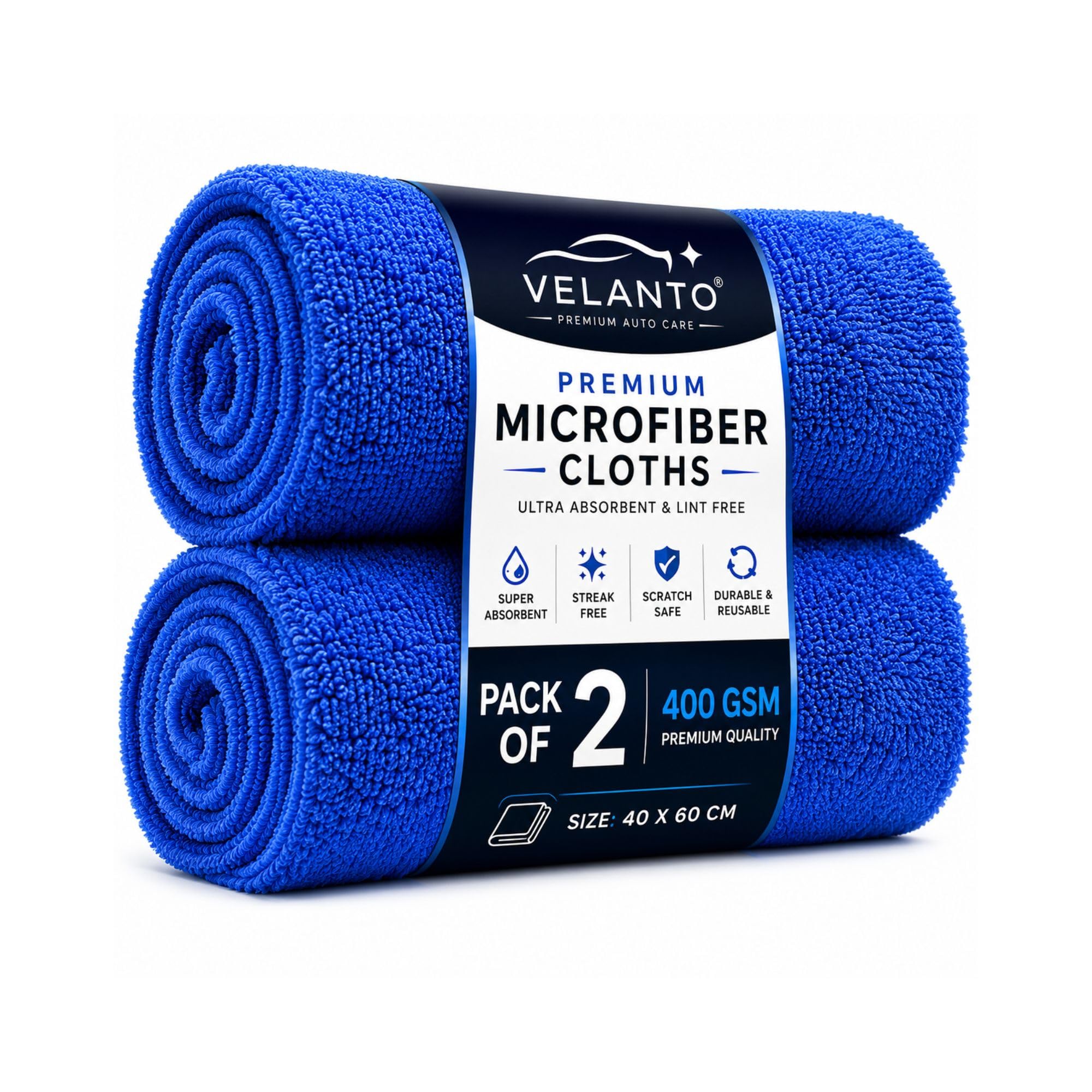 Microfiber Cleaning Cloth for Car Cleaning, Kitchen & Home | 400 GSM Premium Dual Sided Towel | Long & Short Pile | Super Absorbent, Streak Free, Scratch Free | 40x60 cm | Pack of 2-image-49