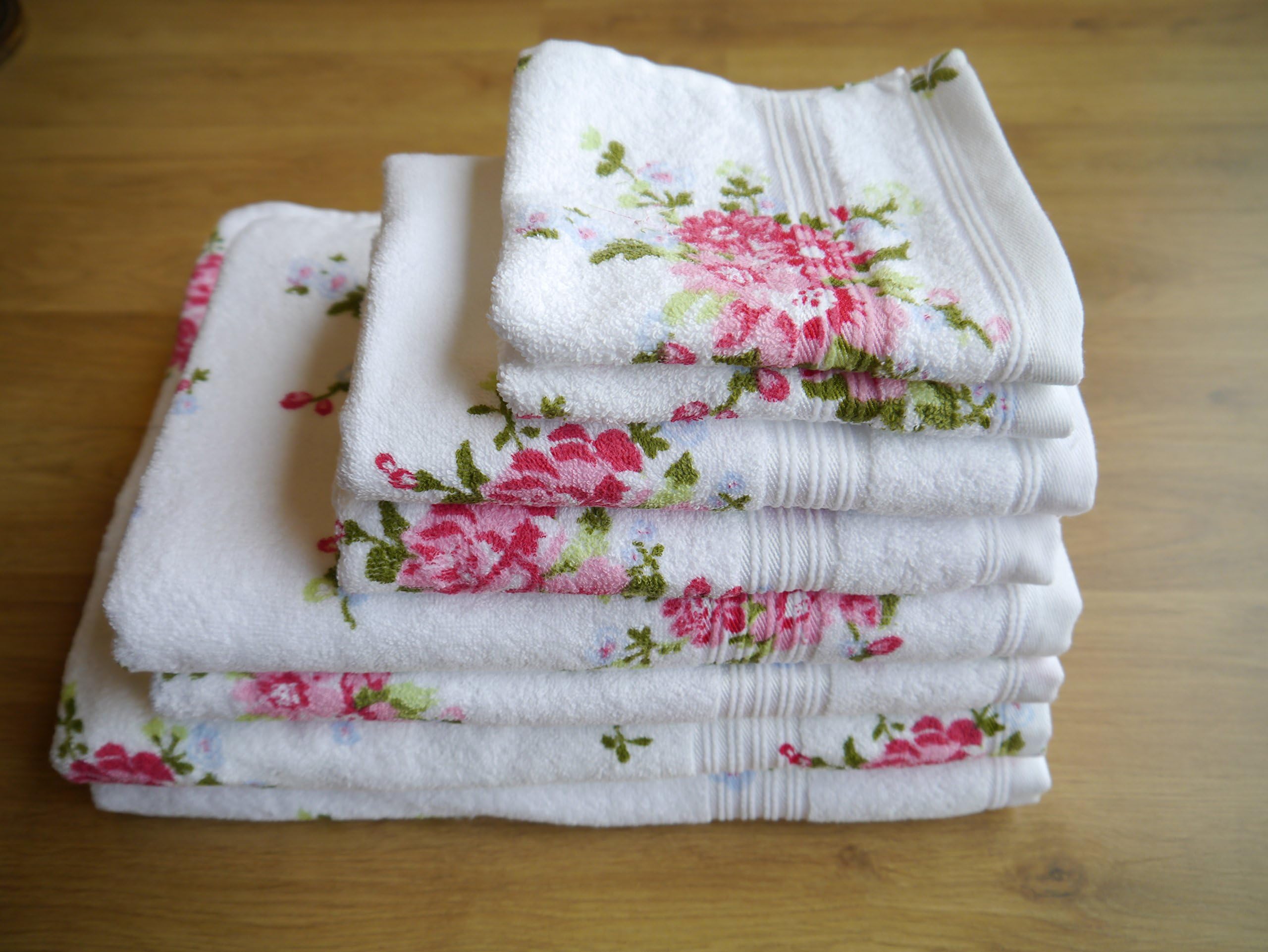 Harwoods Printed Rose 100% Portuguese Cotton Face Cloth, White/Pink