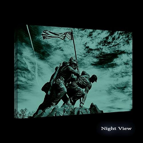 Miniatura 2 de Startonight Lienzo decorativo para pared, Iwo Jima Memorial USA Nation, obra de arte estadounidense enmarcada de 24 x 36 pulgadas