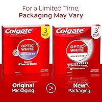 Vista 2 de Colgate Optic White Advanced - Paquete de pasta de dientes con peróxido de hidrógeno, pasta dental blanqueadora, fórmula de peróxido de hidrógeno