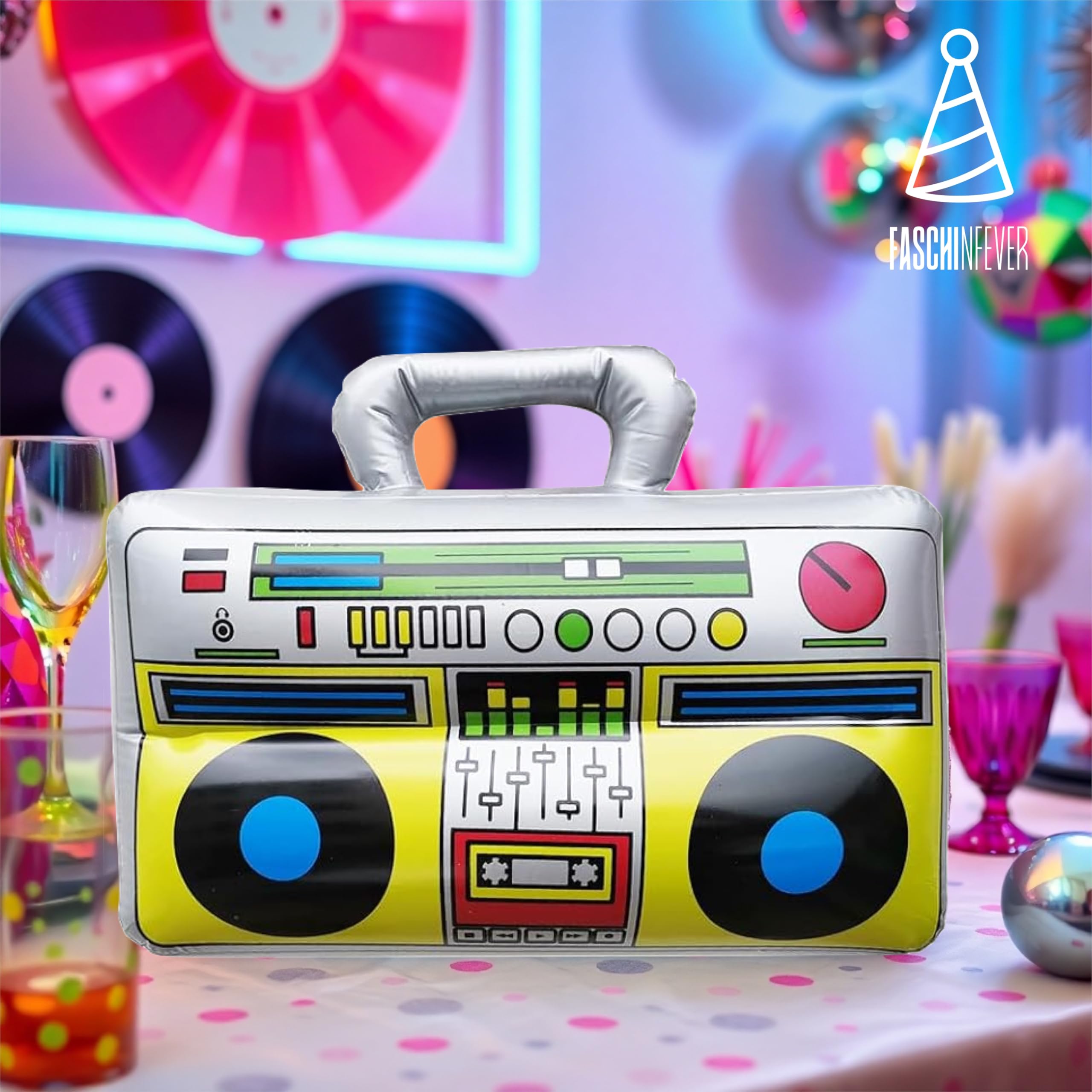 FASCHINFEVER Walkman Inflatable Ghetto Blaster in Retro 80s / 90s Design - Fancy Dress & Carnival Accessory, mix, 1X - Image 2