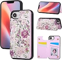 Vista 141 de UEEBAI Funda tipo cartera para iPhone 15 Pro Max con tarjetero, cubierta de cuero PU con soporte, bloqueo RFID, doble cierre magnético, relieve