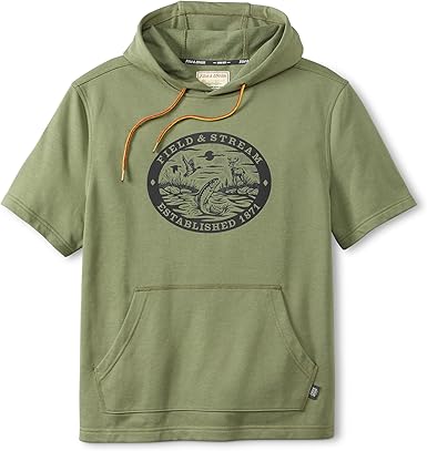 Field & Stream Men's Short Sleeve Graphic Hoodie, Navy Blue, Small