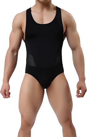 Men's Stretch Jockstrap Singlet Leotard Bodysuit Bodywear Underwear