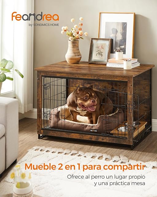 Foto 2 de 8 de Feandrea Jaula para Perros, Mesa Móvible, Casa Moderna para Perros hasta 32 kg, Jaula para Cachorros