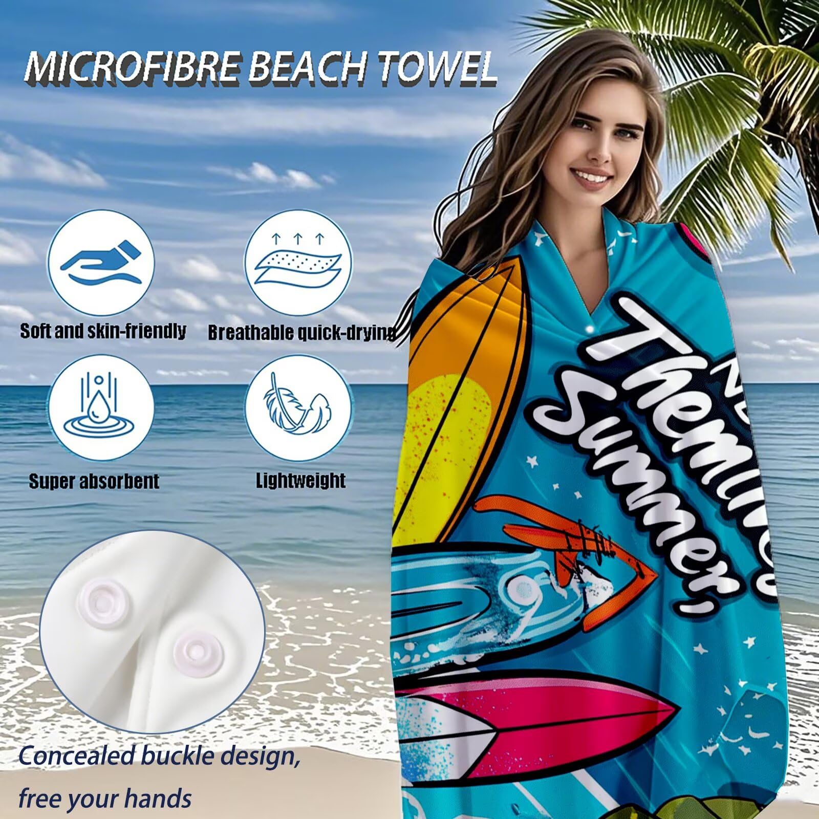 Telo Mare Microfibra, Telo Mare Grande 200x100 cm Set da 2, Antisabbia Asciugatura Rapida Assorbente Salvietta da Spiaggia Asciugamano per Palestra Piscina Viaggi Picnic, Regali Donna Estate Q-717