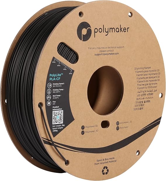 Polymaker Carbon Fiber PLA Filament Black 1.75mm 1KG, Strong & Rigidity