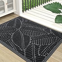Homaxy Door Mats Indoor Outdoor, Heavy Duty Rubber Dirt Trapper Doormats, Non Slip Waterproof Floor Mat, Easy Clean Door Matt for Front Door, Entrance and Garden, 43 x 76 cm, Black