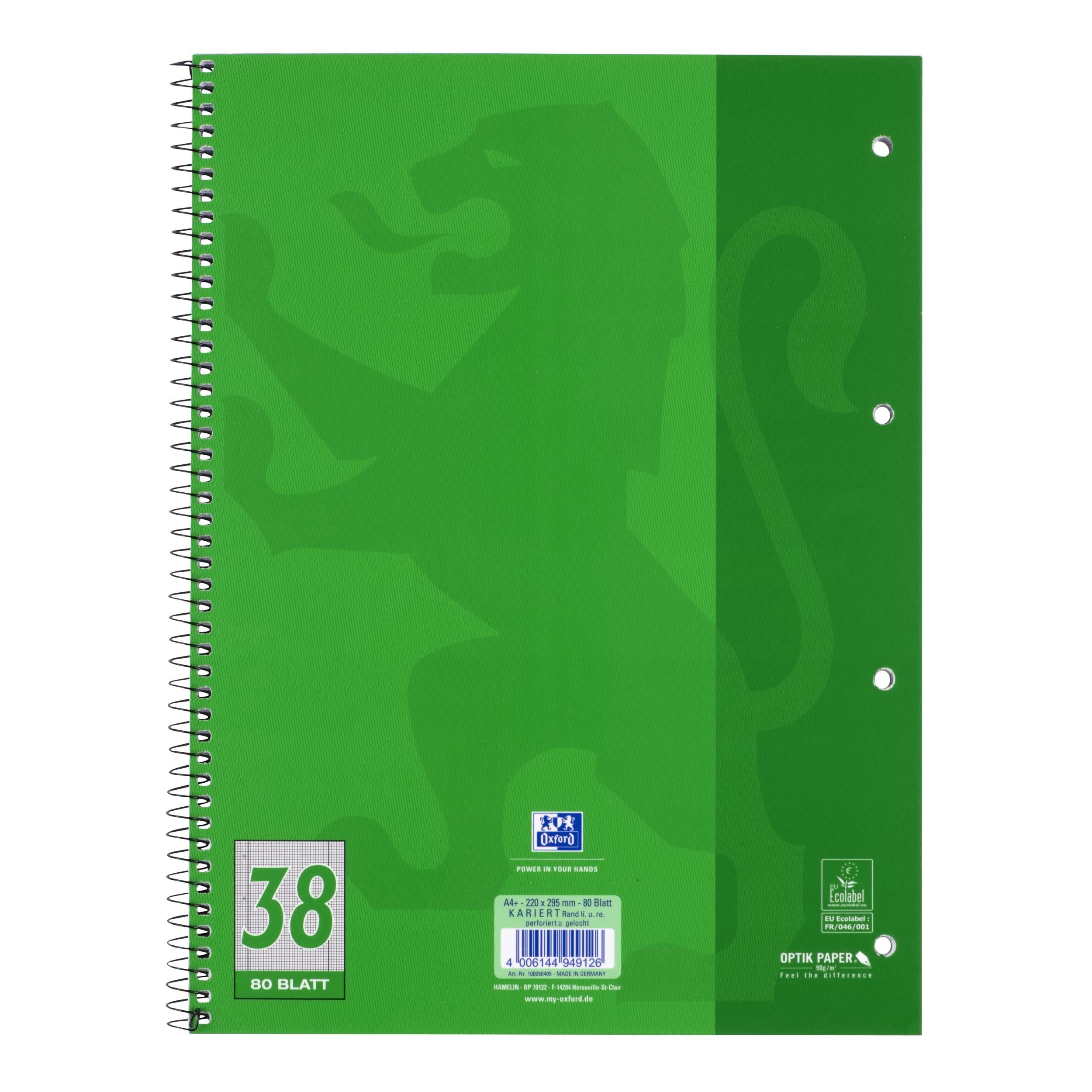 Oxford 100050405 - Cuaderno de espiral (para zurdos, 10 unidades, cuadriculado, 80 hojas, A4, 90 g/m²)