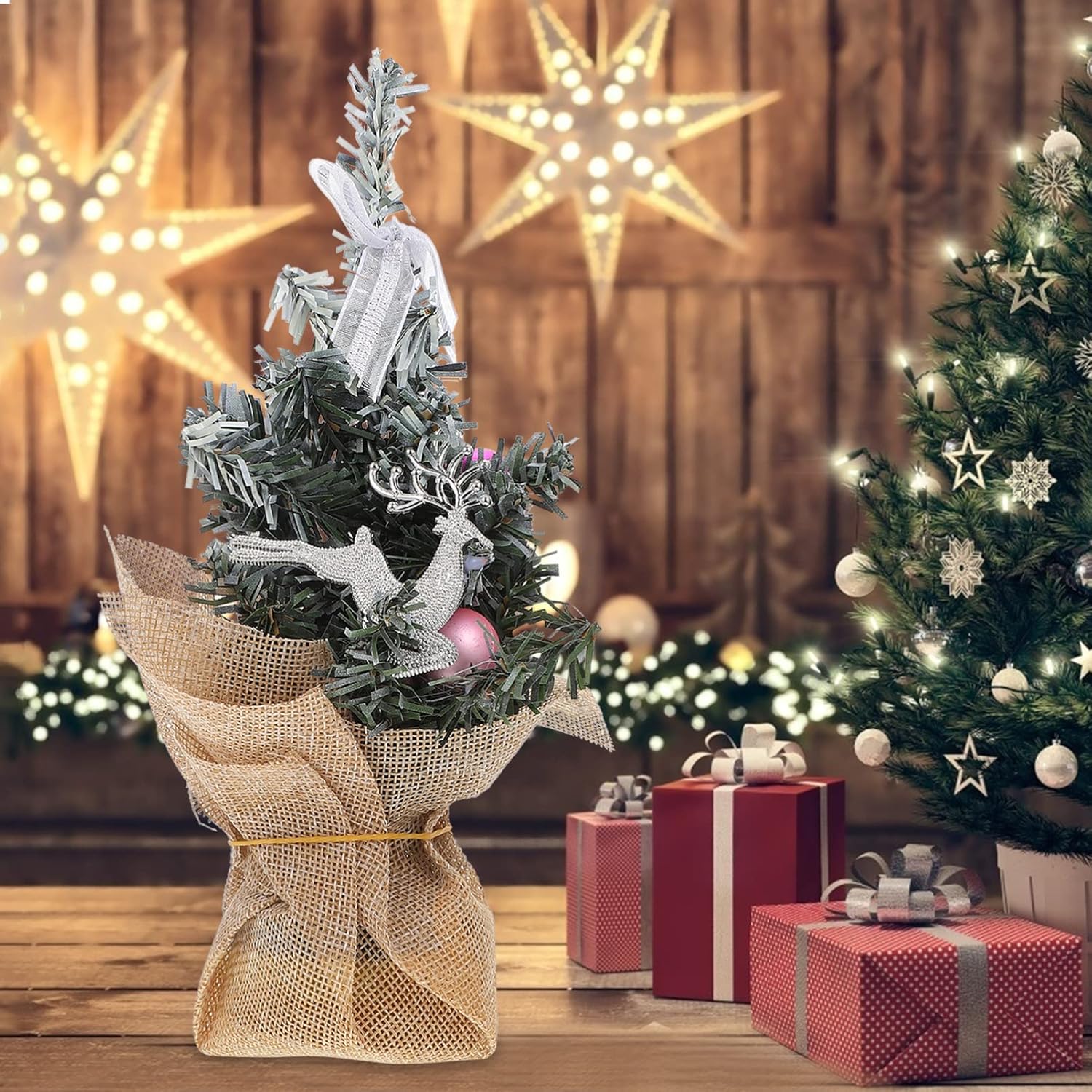 YYZKYTO Desktop Ornament Snow Frost Tree Miniature Tree Figurine Topper for Christmas Party Table Centrepieces Commemoration Day