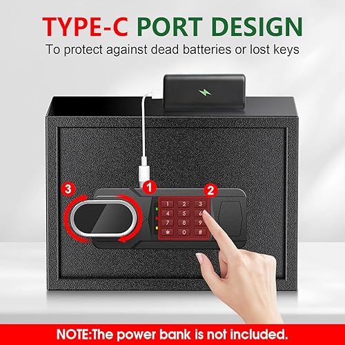 Miniatura 8 de Caja fuerte de fuego pequeña de 1.3 pies cúbicos para el hogar, caja de seguridad ignífuga, caja fuerte de seguridad con teclado digital, llaves de