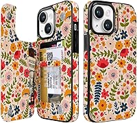 Vista 16 de uCOLOR Funda compatible con iPhone 15 de 6.1 pulgadas con ranura para tarjetero, función atril, doble cierre magnético y bloqueo RFID, funda de 6.1